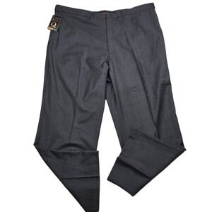 Haggar Luxe Dress Pants Mens 44x30 Charcoal Gray Comfort Expandable Waist NEW